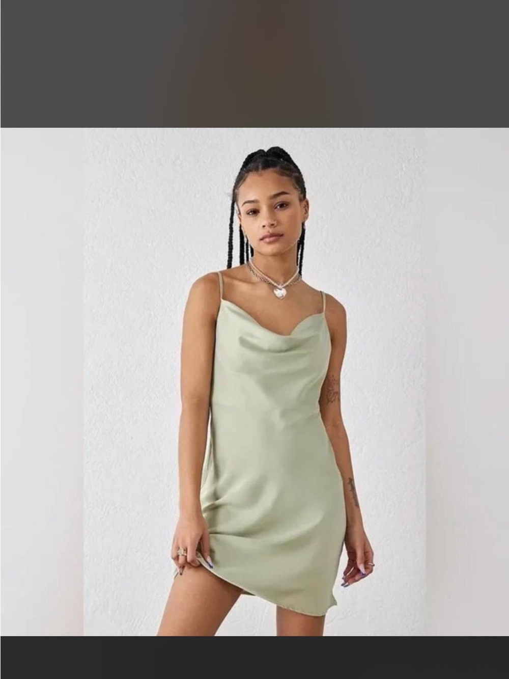 Urban outfitters Satin Slip Dress in Sage Green